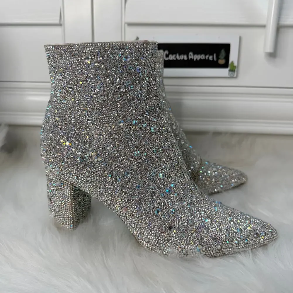 EUC Betsey Johnson Cady Rhinestone Booties Size 7
